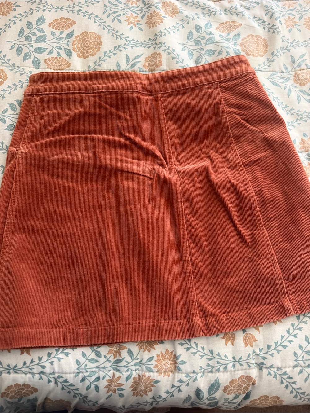 Button-Front Rust Mini Skirt - Picture 2 of 3